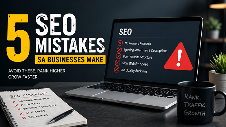 5 SEO Mistakes SA Businesses Make — Keyword research, meta tags, site structure, speed, backlinks