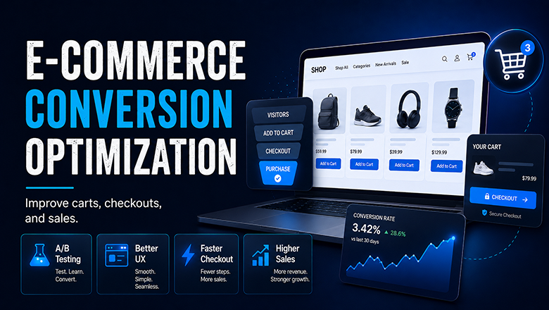 E-Commerce Conversion Optimization — Improve carts, checkouts, and sales with A/B testing and better UX