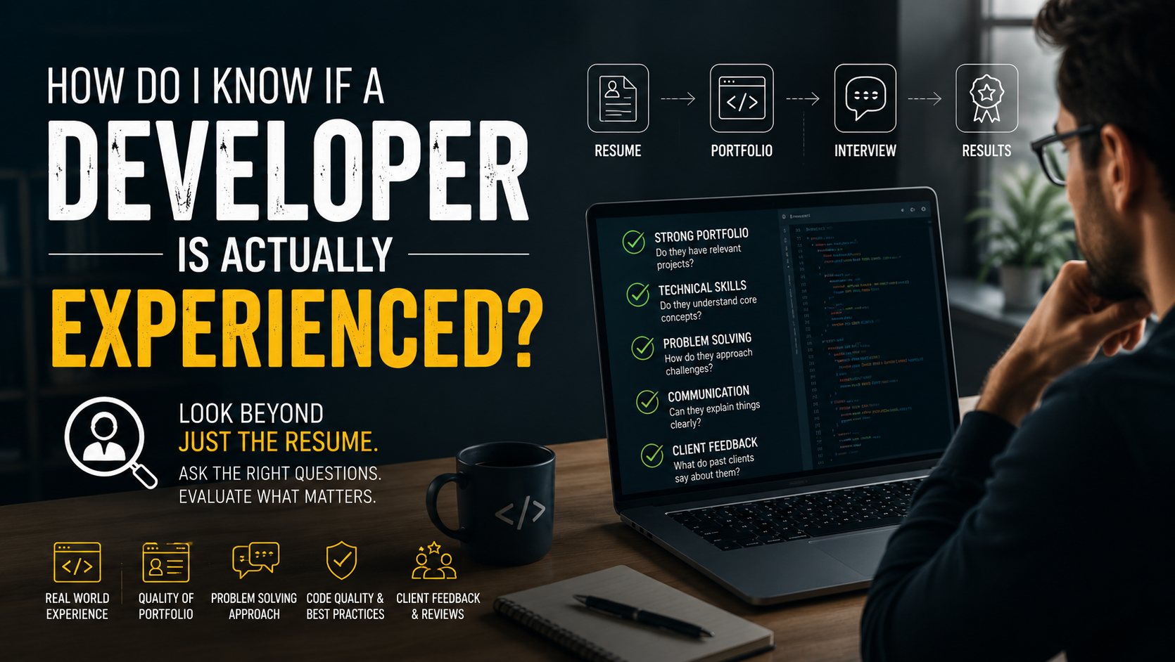 How Do I Know If a Developer Is Actually Experienced — Portfolio, technical skills, problem solving, communication, client feedback