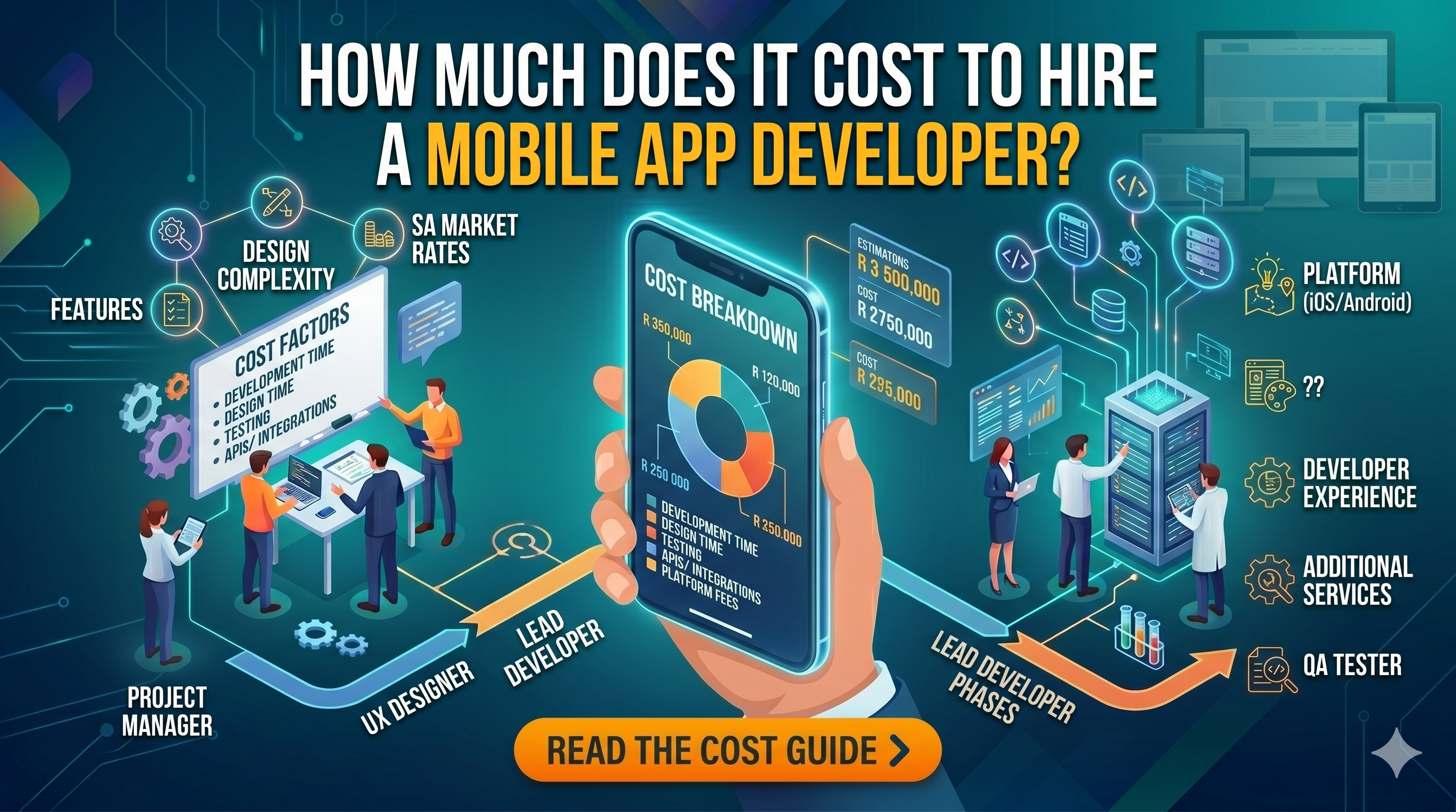 How Much Does It Cost to Hire a Mobile App Developer — SA market rates, features, design complexity, platform costs