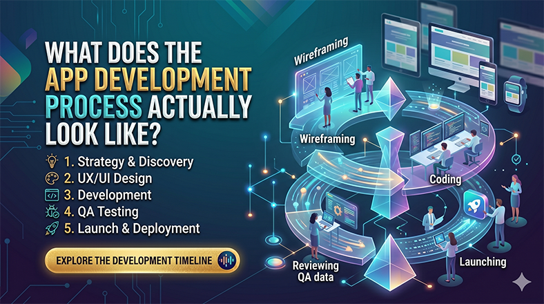 What Does the App Development Process Actually Look Like — Strategy, UX/UI Design, Development, QA Testing, Launch